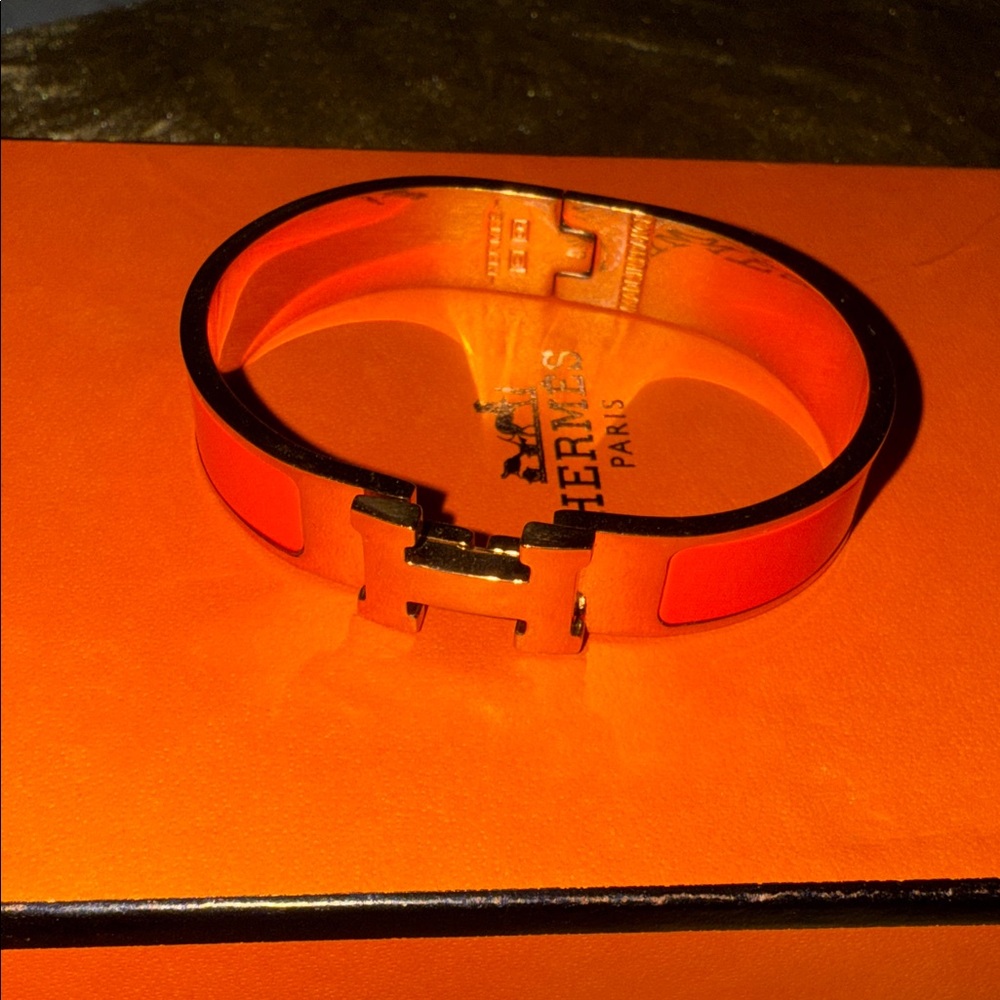 Hermes Orange Enamel Bracelet